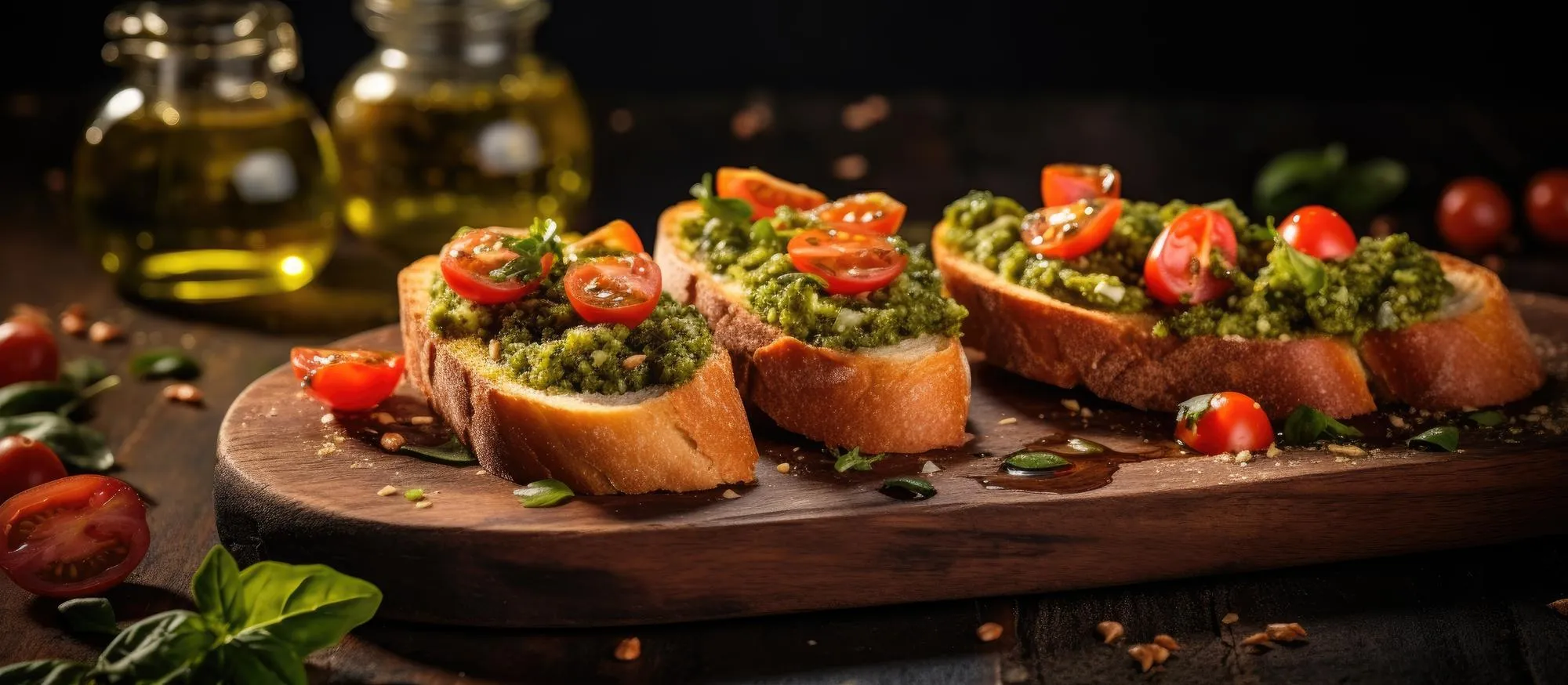 Bruschetta mit Pesto, Tomaten und Olivenöl – Antipasti Ponte Di Rialto