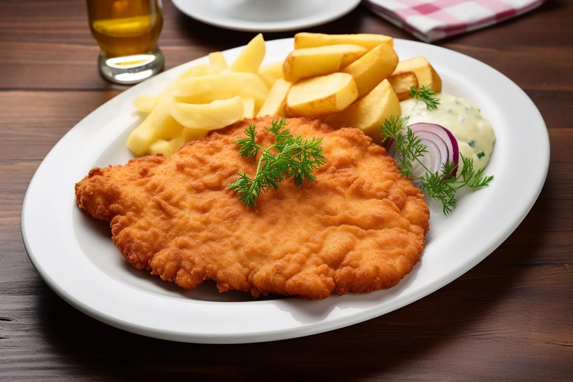Wiener Schnitzel mit Pommes Frites und Beilagensalat – Ponte Di Rialto Wien