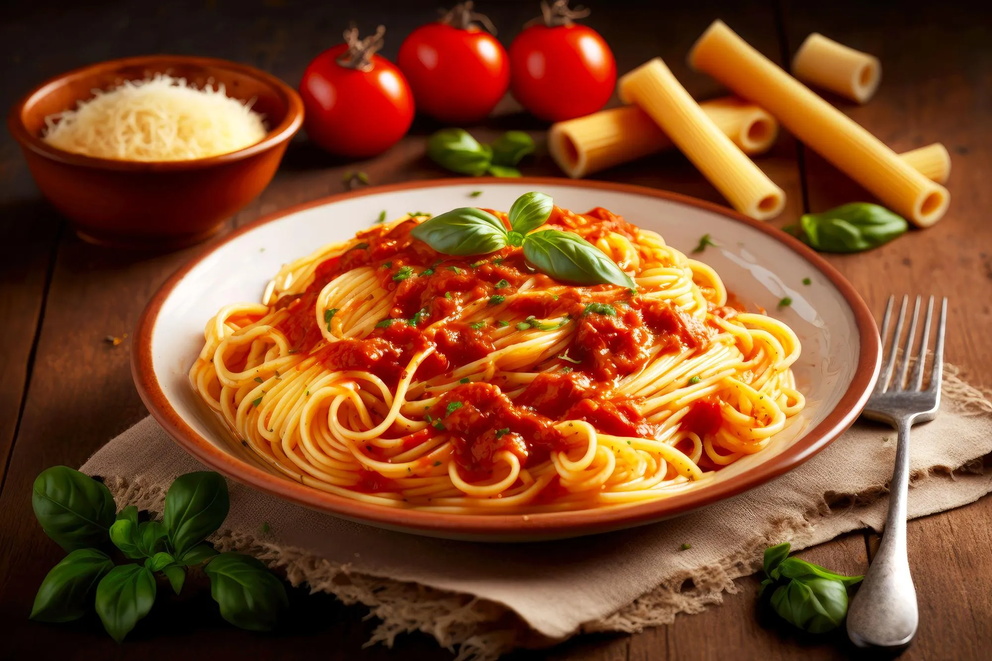 Spaghetti Bolognese mit frischer Tomatensauce – Pasta im Ristorante Ponte Di Rialto
